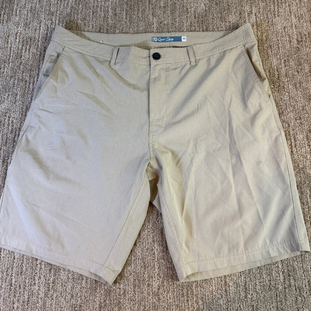 Quiet Storm Surf Shop Mens Hybrid Shorts Tan Khaki Size 40 Stretch Boardshorts